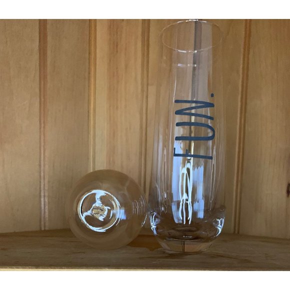 Set of Rae Dunn Toasting Glasses Vintage Signed Rae Dunn Glass Party Fun - Picture 4 of 4